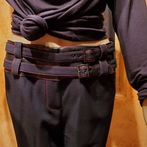 Alberto Makali-- Dress Pants-- Sz 6, Self Belted